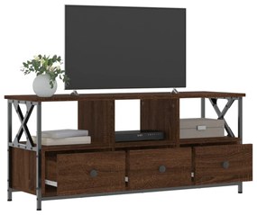 barna tölgyszínű szerelt fa és vas TV-szekrény 102x33x45 cm