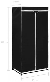 2 db fekete ruhásszekrény 75 x 50 x 160 cm