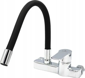 Konyhai Csaptelep Falra Szerelhető Flex Mozgatható Kifolyócső Króm Fekete
