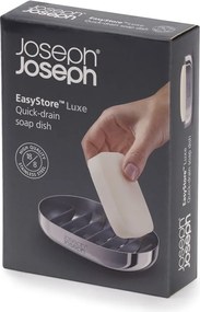 Fényes ezüstszínű rozsdamentes acél szappantartó EasyStore Luxe – Joseph Joseph