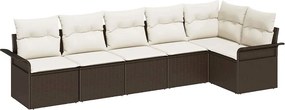 vidaXL Kerti Kanapé Szett párnával 6 pcs Barna polirattan