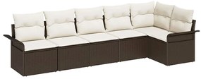 vidaXL Kerti Kanapé Szett párnával 6 pcs Barna polirattan