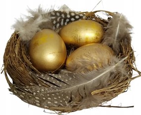 Fészek 3 arany tojással, 12 cm Paula