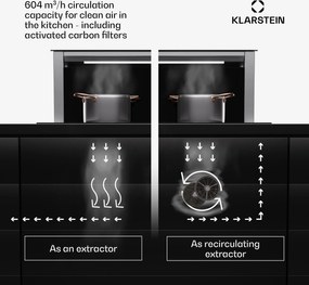 Klarstein Royal Flush Eco 75, páraelszívó, 75 cm, 650 m³/h, EEK A++, aktívszén szűrőkkel együtt