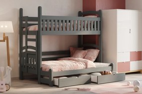 Amely Maxi emeletes ágy, bal oldal - grafitszürke, 90x200/140x200
