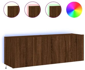 2 db barna tölgyszínű fali TV-szekrény LED-del 60x35x41 cm