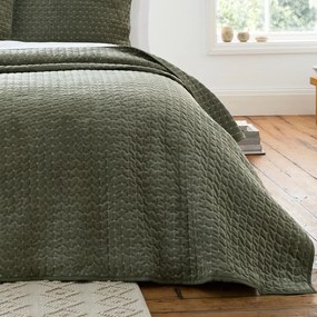 Zöld bársony steppelt ágytakaró 240x260 cm Attica Velvet Embroidered – Bianca