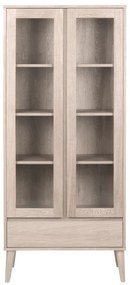 Natúr színű tálalószekrény tölgyfa dekorral 80x178 cm Nagano – Actona