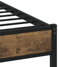 füstös tölgy színű fém ágykeret matrac nélkül 135 x 190 cm