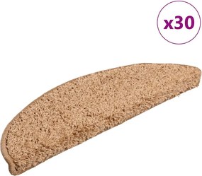 vidaXL 30 db bézs színű, félkör alakú lépcsőszőnyeg 56 x 17 x 3 cm