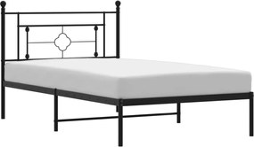 vidaXL fekete fém ágykeret fejtámlával 107 x 203 cm