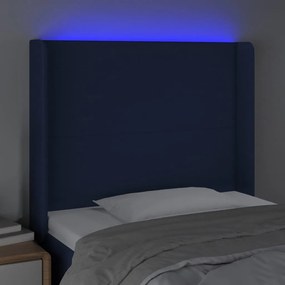 kék szövet LED-es fejtámla 103x16x118/128 cm
