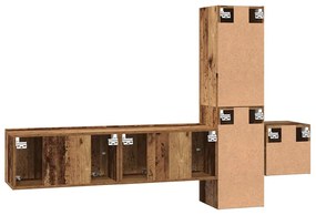 TV szekrény garnitúra 5 pcs Régi fa 181 x 30 x 120 cm Faanyag