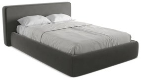 Sötétszürke kárpitozott ágyneműtartós franciaágy ágyráccsal 180x200 cm Kiana – Makamii