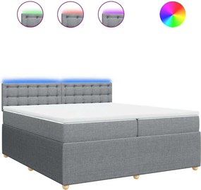 vidaXL világosszürke szövet rugós ágy matraccal 200 x 200 cm
