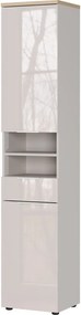 Krémszínű fényes magas-keskeny fürdőszoba szekrény 39x190 cm Tavira – Germania