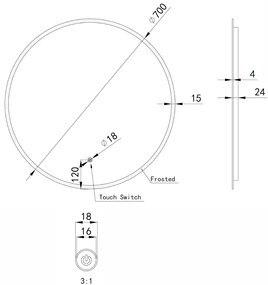 Kerek Led tükör Ø70cm Welland Alpha | Fényerő + színhőfok állítás