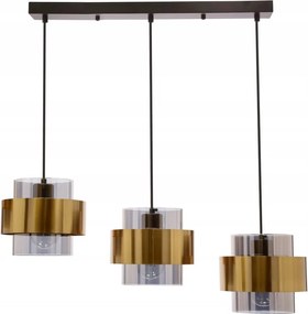 Spiega függőlámpa fekete+réz 3x60W E27 füstszínű lámpabúra, fekete sárgaréz