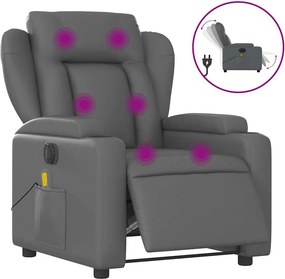 vidaXL szürke műbőr elektromos dönthető masszázsfotel
