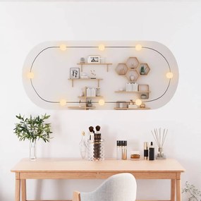 ovális üveg falitükör LED fényekkel 45 x 100 cm