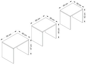 Alya Anthracite kisasztal, 3 db