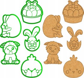 5x Húsvéti mézeskalács formák Húsvéti lyukasztók XL szett 5db