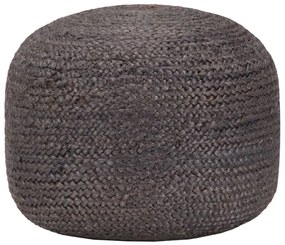 kézzel készült sötétszürke juta puff 45 x 30 cm