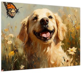 Üveg kép - Boldog kutyus (70x50 cm)