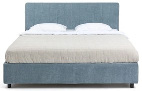 Kék kárpitozott franciaágy tárolóhelyiséggel, matraccal/ráccsal 160x200 cm Myra Slim Line - Bonami Selection