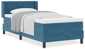 Boxspring Ágy Matrac Melengető Kék 90x190 cm Bársonyos