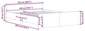 antik fa szerelt fa ágykeret matrac nélkül 150x200 cm