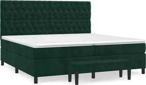 vidaXL sötétzöld bársony rugós ágy matraccal 200x200 cm