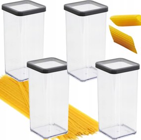 4 Darabos Rotho Tészta- És Liszttartó Szett, 1,5 Literes, Grafit Színű, Loft