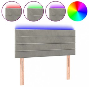 világosszürke bársony LED-es fejtámla 80 x 5 x 78/88 cm