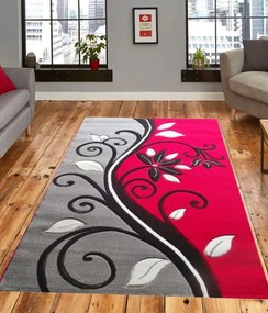Decoria nyírt modern szőnyeg szürke piros