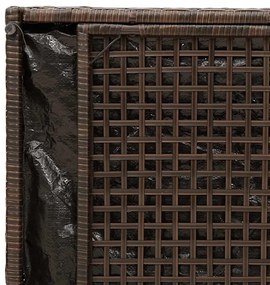 barna polyrattan kültéri tárolópad párnával 100 cm