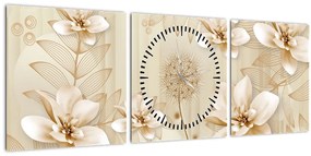 Kép - Arany virágok összetétele (órával) (90x30 cm)