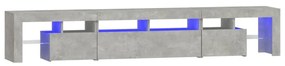 betonszürke TV-szekrény LED lámpákkal 230x36,5x40 cm