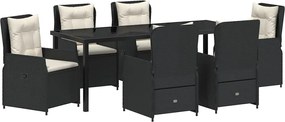 vidaXL Kert étkező szett 7 pcs Fekete polirattan