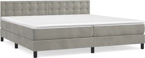 vidaXL világosszürke bársony rugós ágy matraccal 200x200 cm