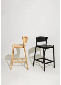Fekete bárszék tölgyfa dekorral (ülésmagasság 75 cm) Oblique – Hübsch