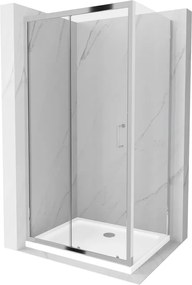 Mexen Apia 110 x 80 cm-es tolóajtós zuhanykabin, áttetsző, króm + Flat zuhanytálca - 840-110-080-01-00-4010