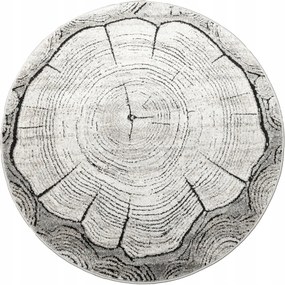 Kerek Szőnyeg Szürke Bézs Törzs Puha Fa Nappali Matara átm. 120 cm