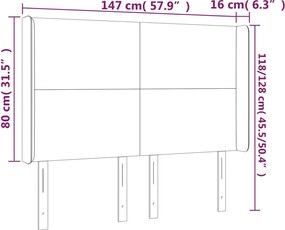 krémszínű műbőr LED-es fejtámla 147x16x118/128 cm