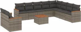 vidaXL 11 részes szürke polyrattan kerti ülőgarnitúra párnákkal