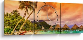 Kép - Bora Bora szigete (órával) (90x30 cm)