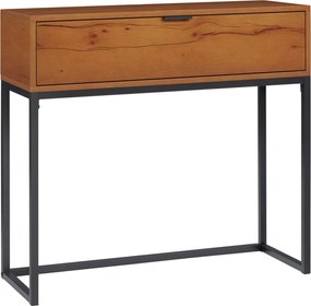 HOMCOM Tárolós Konzol Asztal, Ipari Stílusú Kanapé Asztal, Oldal Asztal Előszobába, Nappaliba, Előcsarnokba, Acél, Barna, 80 x 30 x 76 cm | Aosom