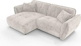 Bézs zsenília sarokkanapé (bal oldali-heverő résszel) Nelia – Ropez