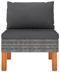 3 részes polyrattan és tömör eukaliptuszfa kerti ülőgarnitúra