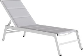 Outsunny könnyű alumínium napozóágy – 6 fokozatú állítható háttámla, 560 g/m² párnázott textilén, rozsdaálló kerti/medencei nyugágy (64 x 181 x 90 cm)